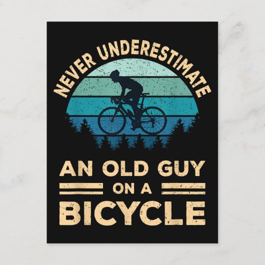 Onderschat nooit een oude man op een fiets. informatiekaartje (Achterkant)