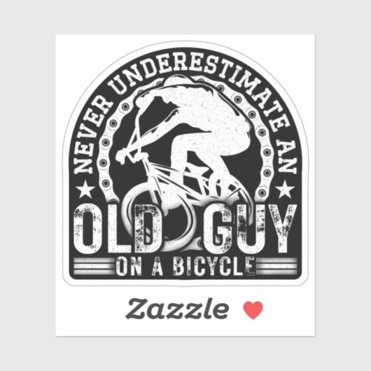 Onderschat nooit een oude man op een fiets. sticker (Vel)