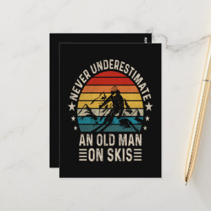 Onderschat Nooit Een Oude Man Op Skiën Retro  Briefkaart