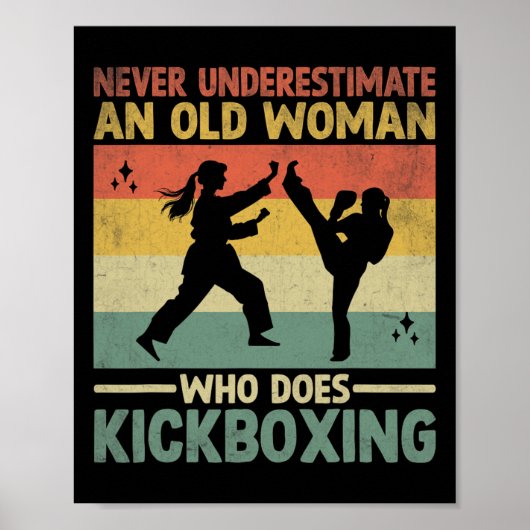 Onderschat nooit een oude vrouw die kickbokst poster (Voorkant)