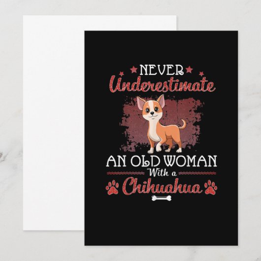 Onderschat nooit een oude vrouw met een Chihuahua Aankondiging (Voorkant / Achterkant)