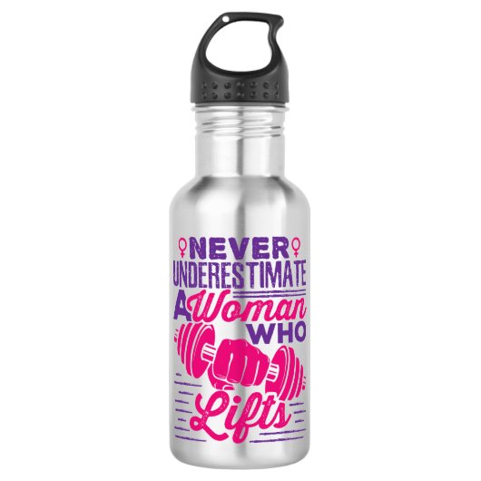 Onderschat nooit een vrouw die leeft waterfles (Voorkant)