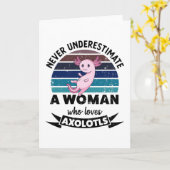 Onderschat nooit een vrouw die van Axolotls houdt Kaart (Gele Bloem)