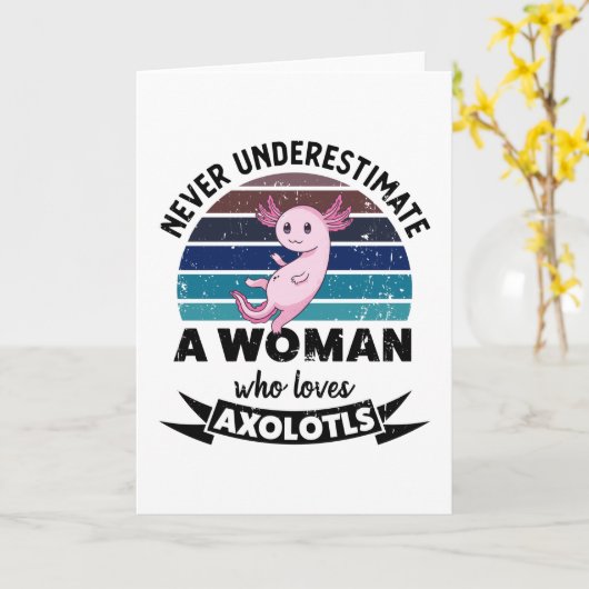 Onderschat nooit een vrouw die van Axolotls houdt Kaart (Gele Bloem)