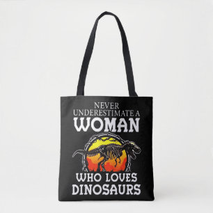 Onderschat nooit een vrouw die van dinosaurussen h tote bag