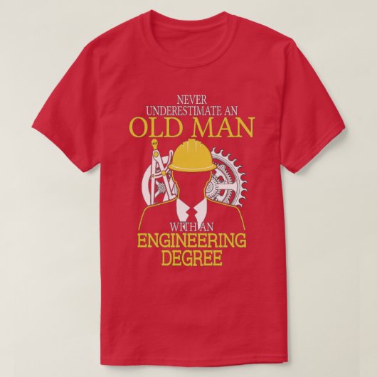 Onderschat nooit het niveau van de oude Man engine T-shirt (Design voorkant)