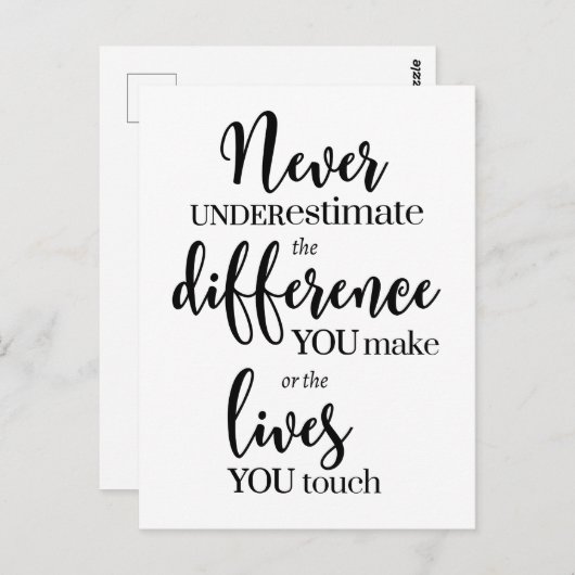 Onderschat nooit het verschil dat je maakt briefkaart (Voorkant / Achterkant)