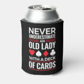 Onderschat nooit Old Lady Deck van Kaart Bridge Blikjeskoeler (Blikje Achterkant)