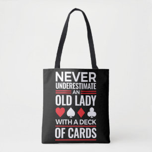 Onderschat nooit Old Lady Deck van Kaart Bridge Tote Bag
