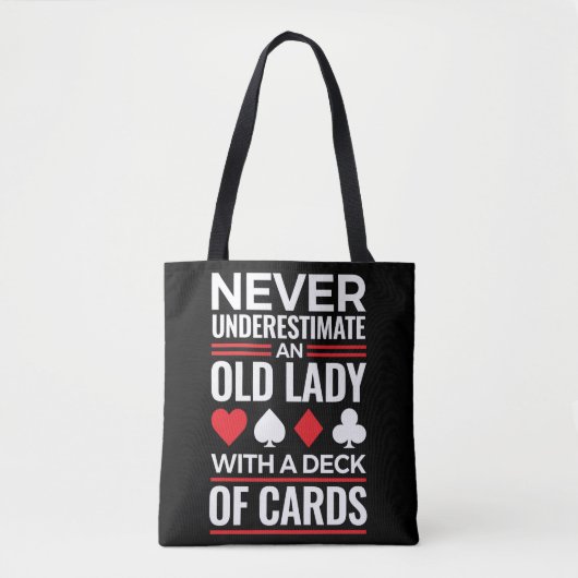 Onderschat nooit Old Lady Deck van Kaart Bridge Tote Bag (Voorkant)