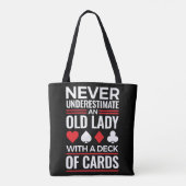 Onderschat nooit Old Lady Deck van Kaart Bridge Tote Bag (Achterkant)