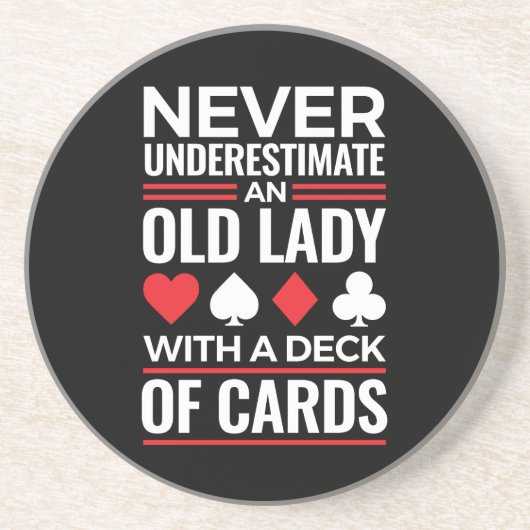 Onderschat nooit Old Lady Deck van Kaart Bridge Zandsteen Onderzetter (Voorkant)