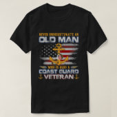 Onderschat nooit oude Man Amerikaanse kustwacht T-shirt (Design voorkant)