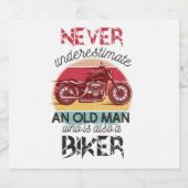 Onderschat nooit oude Man-bil Bier Etiket (Enkel label)