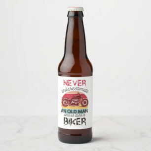 Onderschat nooit oude Man-bil Bier Etiket