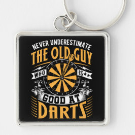 Onderschat nooit oude school dart spelers sleutelhanger