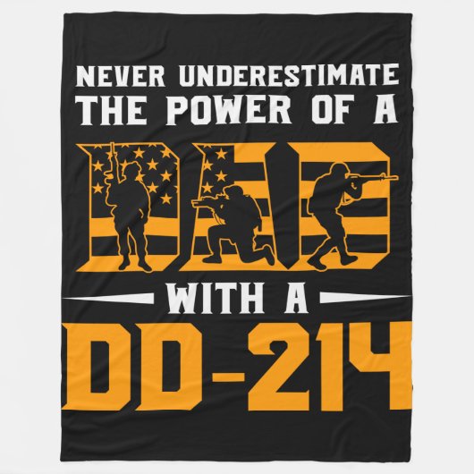Onderschat nooit Power Dad DD214 Veteran Fleece Deken (Voorkant)