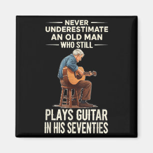 Onderschat oude man speelt gitaar 70s grappig magneet