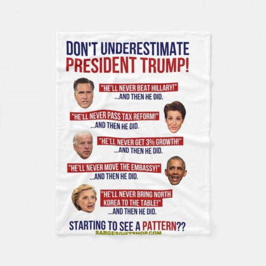 ONDERSCHAT TRUMP NIET FLEECE DEKEN (Voorkant)