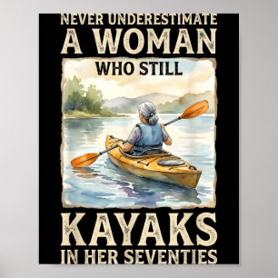 Onderschat vrouw die in haar zeventiger jaren nog poster