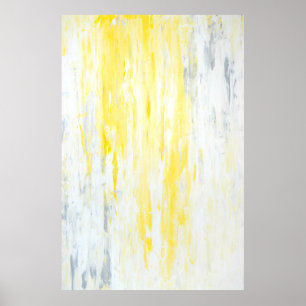 "Onderschatte" grijze en gele Abstracte kunst Poster