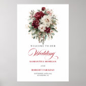 Onderschatte Marsala Bloemige Eucalyptus Welkomstb Poster (Voorkant)