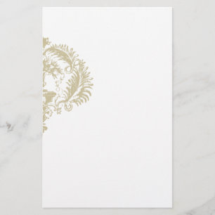 Onderscheid: Gold White Damask Design Stationery Briefpapier