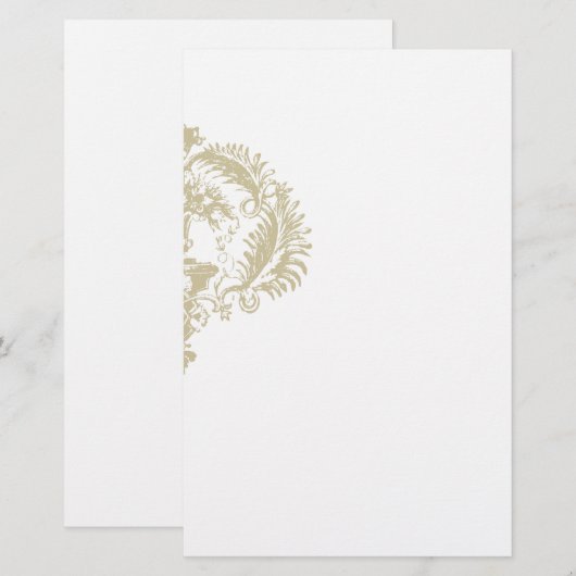 Onderscheid: Gold White Damask Design Stationery Briefpapier (Voorkant / Achterkant)