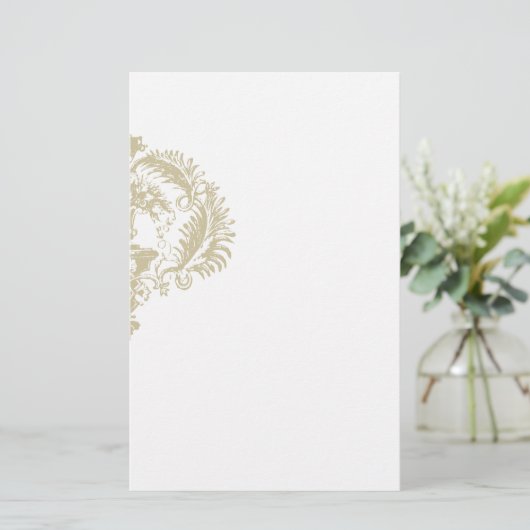 Onderscheid: Gold White Damask Design Stationery Briefpapier (Staand voorkant)