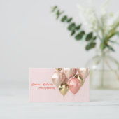 Onderscheid u met het elegante roze ballonontwerp visitekaartje (Staand voorkant)