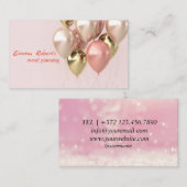 Onderscheid u met het elegante roze ballonontwerp visitekaartje (Voorkant / Achterkant)