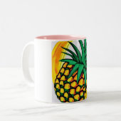 Onderscheidend bekertje met afbeeldingen ananas tweekleurige koffiemok (Voorkant links)