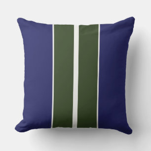 Onderscheidend Navy Forest Groen Wit Racing Stripe Buitenkussen