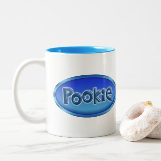Onderscheidend "POOKIE" Tweekleurige Koffiemok (Met donut)