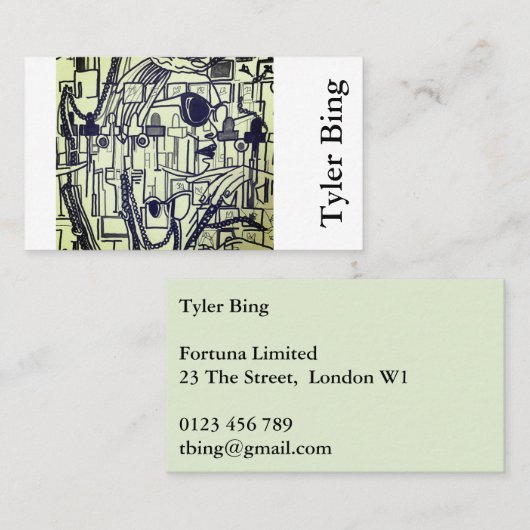 Onderscheidende Abstracte kunst, 'Vogue' in Bleek  Visitekaartje (Voorkant / Achterkant)