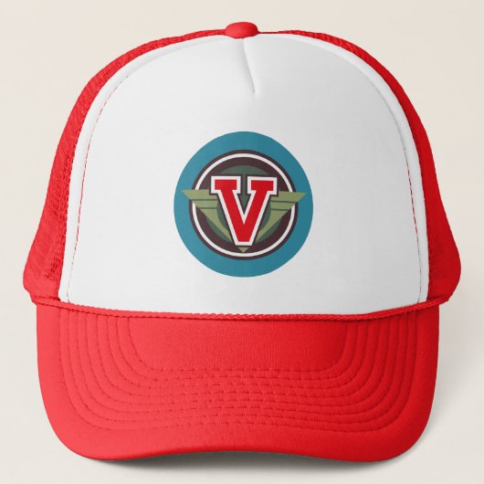 Onderscheidende letter "V" Deco Design Trucker Hat Pet (Voorkant)