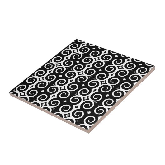 Onderscheidende zwarte cirkels (op wit) tegeltje (Zijkant)