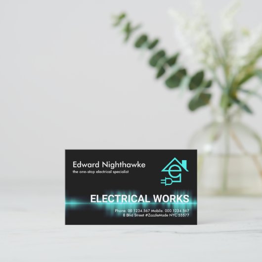 onderschepping van blauwe elektrische stroom visitekaartje (Staand voorkant)