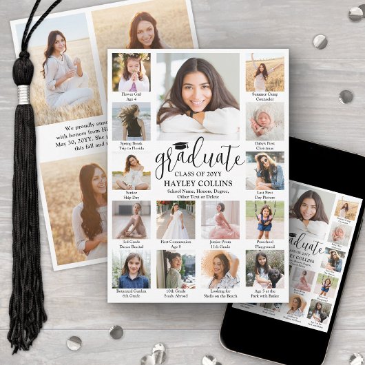 Onderschrift Foto Collage Moderne Script Afstudere Aankondiging
