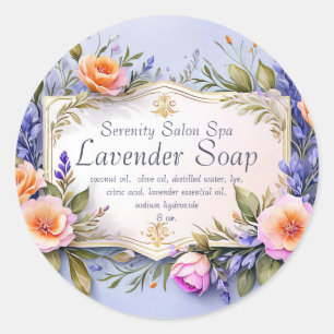 Onderschriftbare Tuin Bloemen Lavendel Zeep Ronde Sticker