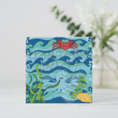 Ondersea Party Birthday Invitation Kaart (Staand voorkant)