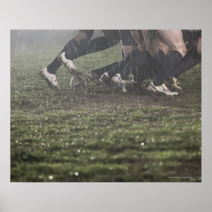 Onderste deel van de rugbyspeler in scrum, duwen poster