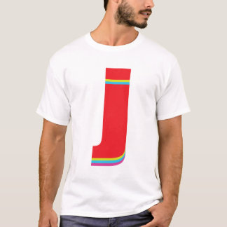 Onderste Hoesje letter J Monogram offset regenboog T-shirt