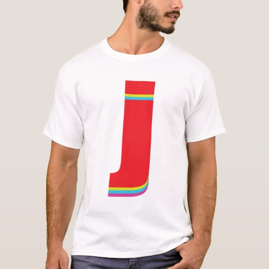 Onderste Hoesje letter J Monogram offset regenboog T-shirt (Voorkant)