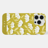 Onderste Initialen Donker Goud Bloemmotief iPhone Hoesje (Achterkant horizontaal)