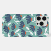 Onderste Monogram Beginletters Blauw & Rood Bloemm iPhone Hoesje (Achterkant horizontaal)
