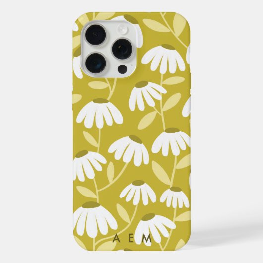 Onderste Monogram Beginletters Donker Gouden Bloem iPhone Hoesje (Achterkant)
