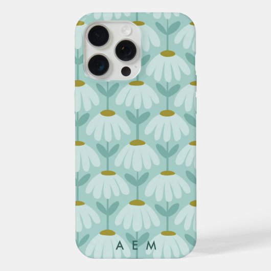 Onderste Monogram Beginletters Turkoois Blauw Vint iPhone Hoesje (Achterkant)