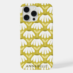 Onderste monogram naam donker goud vintage bloem iPhone 15 pro max case