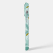 Onderste monogram naam tealblauwe bloempatroon iPhone hoesje (Linkerkant)